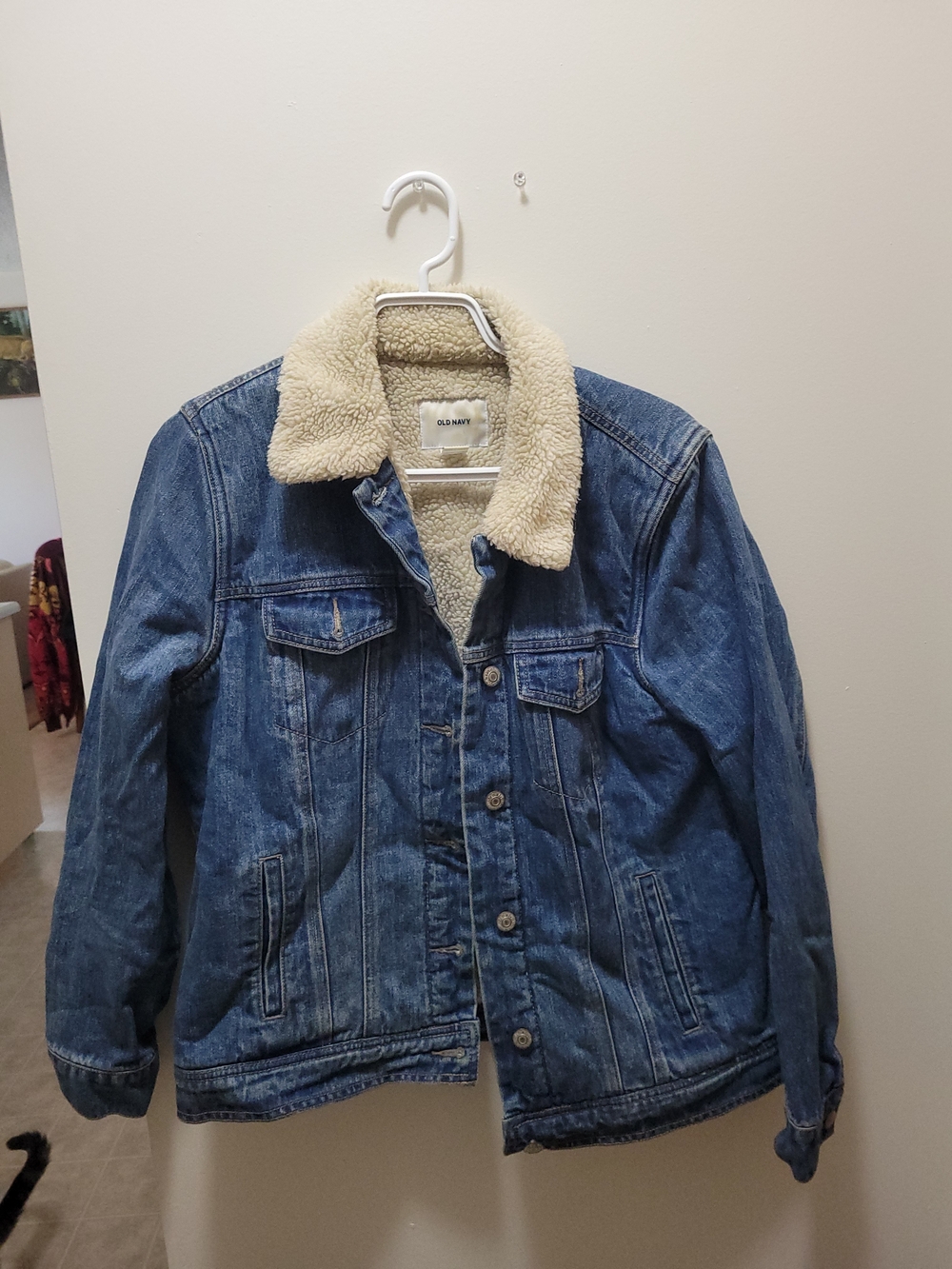 Old Navy Cream Sherpa Jacket with Label Detail